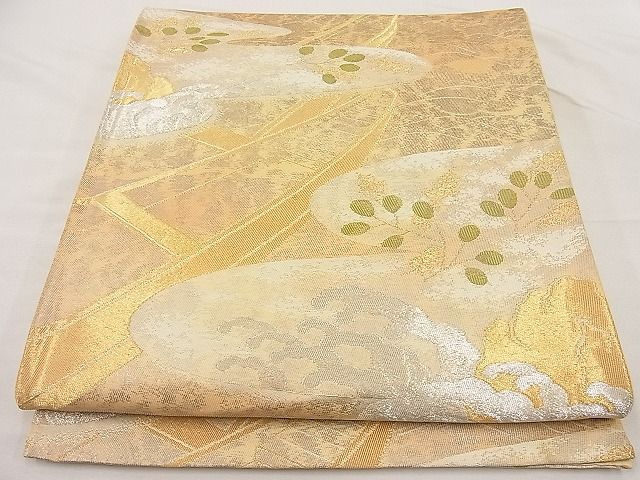 平和屋着物■六通柄袋帯 雲取り流水船文 金銀糸 逸品 n-ip1587