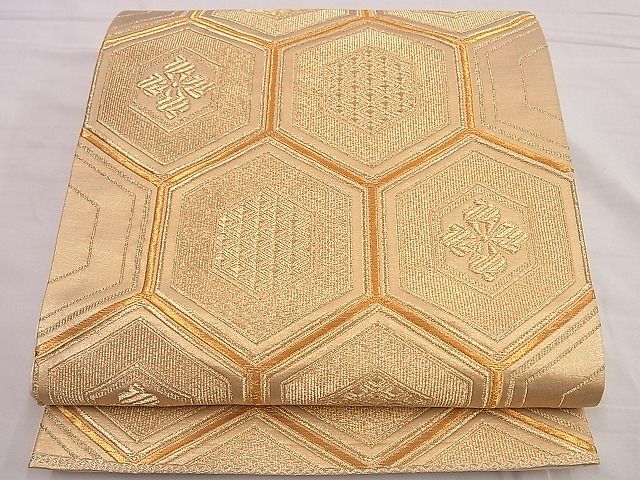 平和屋着物■六通柄袋帯 亀甲花菱文 金糸 逸品 n-hj6878