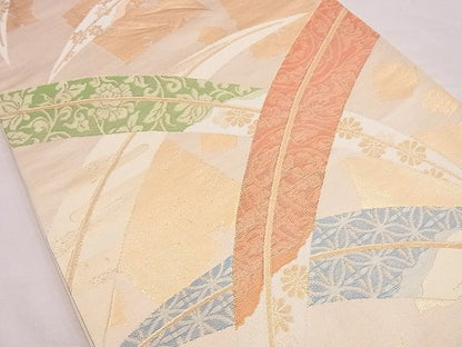 平和屋着物■六通柄袋帯　芝草吉祥花唐草文　金糸　逸品　n-hj6883