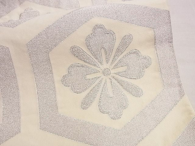 平和屋着物■六通柄袋帯 綴れ 亀甲花菱文 銀糸 逸品 n-hj6885