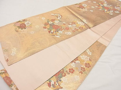 平和屋着物■六通柄袋帯 唐織 白寿錦 鳳凰花文 金糸 逸品 n-ip1606