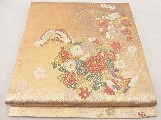 平和屋着物■六通柄袋帯 唐織 白寿錦 鳳凰花文 金糸 逸品 n-ip1606