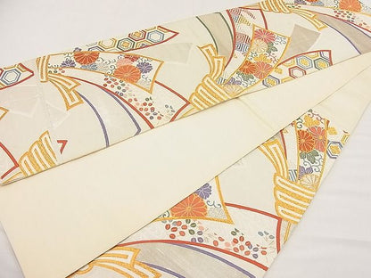 平和屋着物■六通柄袋帯 唐織 束ね熨斗花文 金銀糸 逸品 n-ip1612