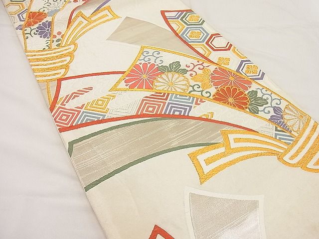 平和屋着物■六通柄袋帯 唐織 束ね熨斗花文 金銀糸 逸品 n-ip1612