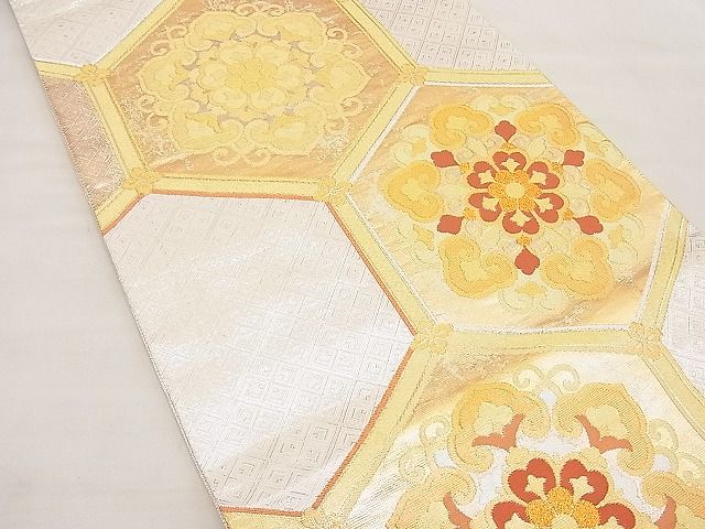 平和屋着物■佐賀錦 六通柄袋帯 亀甲花文 金銀糸 逸品 n-ip1622