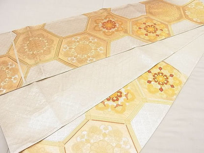 平和屋着物■佐賀錦 六通柄袋帯 亀甲花文 金銀糸 逸品 n-ip1622