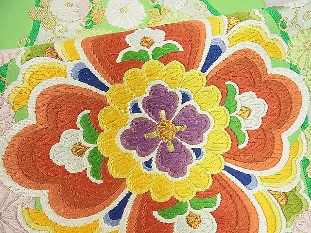 平和屋着物■六通柄袋帯 唐織 立涌花文 金糸 逸品 vf6057