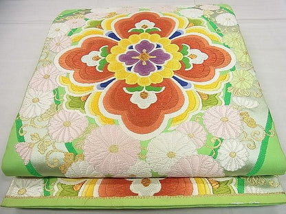平和屋着物■六通柄袋帯 唐織 立涌花文 金糸 逸品 vf6057