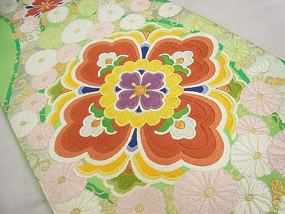平和屋着物■六通柄袋帯 唐織 立涌花文 金糸 逸品 vf6057