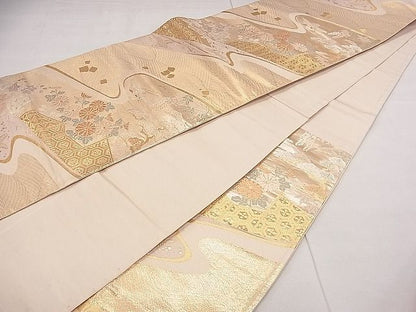 平和屋着物■六通柄袋帯 唐織 花鳥文 金糸 逸品 hy9057