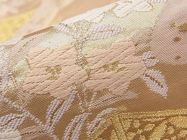 平和屋着物■六通柄袋帯 唐織 花鳥文 金糸 逸品 hy9057