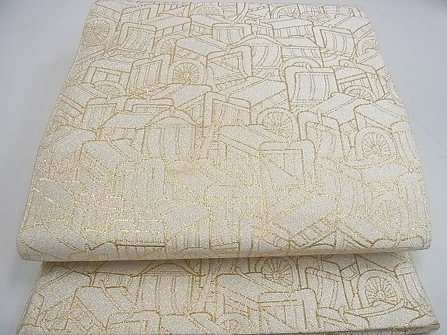 平和屋着物■綴れ 六通柄袋帯 御所車文 金糸 逸品 tw3747