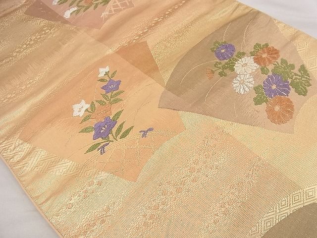 平和屋着物■六通柄袋帯 唐織 地紙秋草文 金銀糸 逸品 n-wu0155