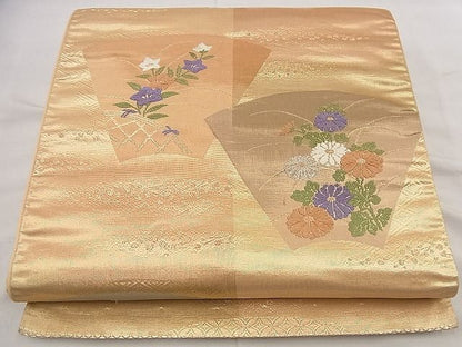 平和屋着物■六通柄袋帯 唐織 地紙秋草文 金銀糸 逸品 n-wu0155