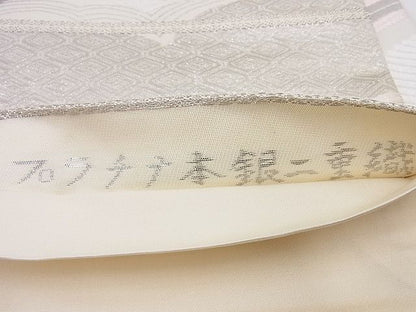 平和屋着物■六通柄袋帯 唐織 抄琴錦 プラチナ本銀箔二重織 逸品 n-pk3800
