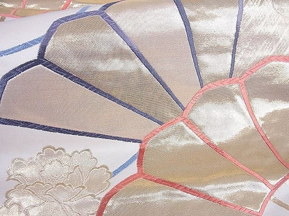平和屋着物■六通柄袋帯 清風錦九百 扇花文 金糸 逸品 jm2359