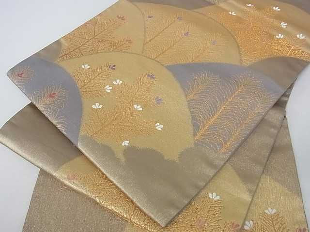 平和屋着物■六通柄袋帯 おとづれ 重ね山花松文 金糸 逸品 ar5560