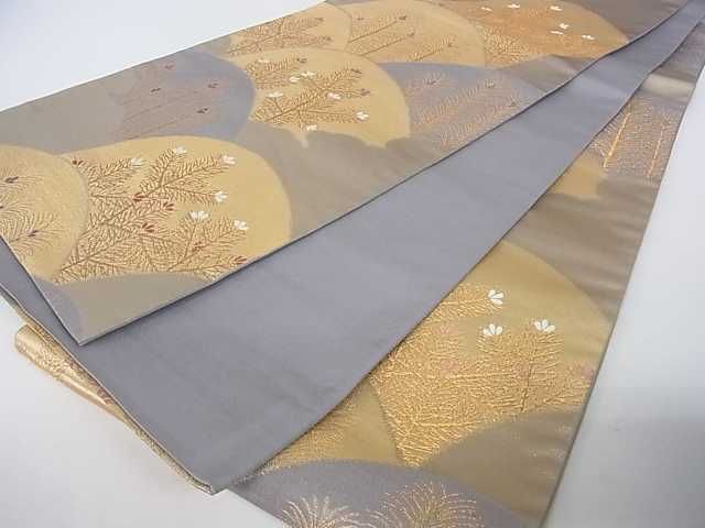 平和屋着物■六通柄袋帯 おとづれ 重ね山花松文 金糸 逸品 ar5560
