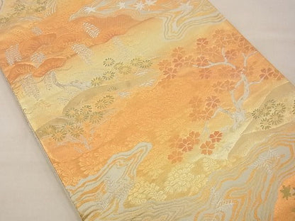 平和屋着物■六通柄袋帯 流水花松文 金銀糸 逸品 n-xi0234