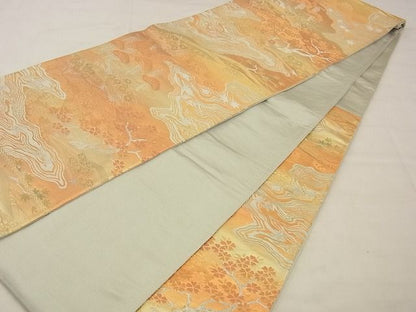 平和屋着物■六通柄袋帯 流水花松文 金銀糸 逸品 n-xi0234