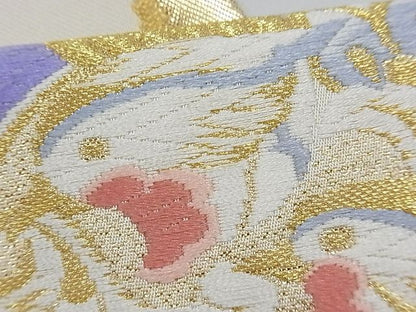 平和屋着物■六通柄袋帯 唐織 束ね熨斗対い鳳凰文 金糸 正絹 逸品 B-fw0424