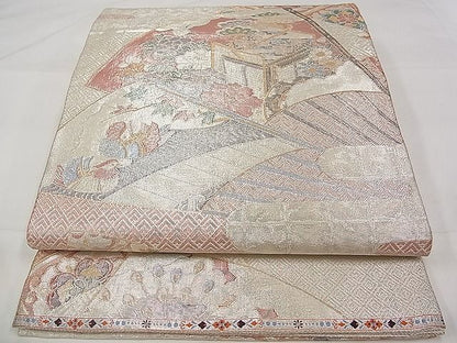 平和屋着物■本佐賀錦 六通柄袋帯 玉華扇面文 金銀糸 逸品 ya0138