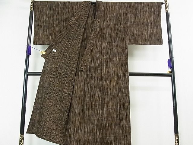平和屋本店■極上　男性　結城ちぢみ　単衣　はたおり娘　手緒里　奥順謹製　証紙・保証書付き　逸品　3kh1409