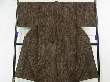 平和屋本店■極上　男性　結城ちぢみ　単衣　はたおり娘　手緒里　奥順謹製　証紙・保証書付き　逸品　3kh1409