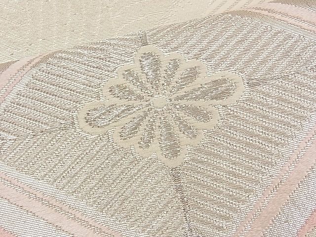 平和屋着物■六通柄袋帯 唐織 松葉花菱文 銀糸 逸品 n-yt0092