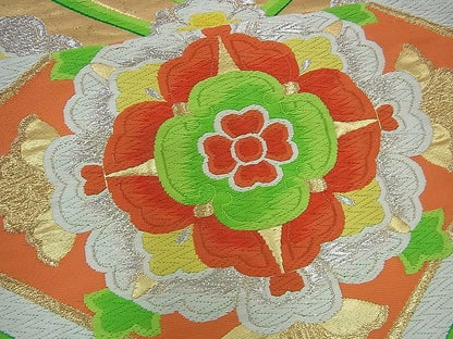 平和屋着物■六通柄袋帯 唐織 花菱文様 金銀糸 逸品 n-ts0102
