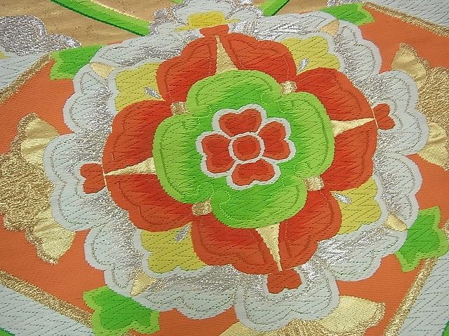 平和屋着物■六通柄袋帯 唐織 花菱文様 金銀糸 逸品 n-ts0102