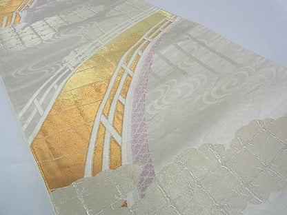 平和屋着物■西陣 六通柄袋帯 渡橋文 金銀糸 逸品 ud2336