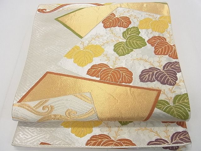 平和屋着物■六通柄袋帯 色紙重ね立波桐文 金銀糸 逸品 ma3560