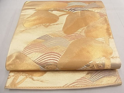 平和屋着物■六通柄袋帯 唐織 立波光輪松文 金糸 逸品 n-da0285