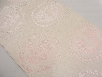 平和屋着物■六通柄 本袋帯 唐織 鳳凰動物花唐草文 銀糸 逸品 n-da0310