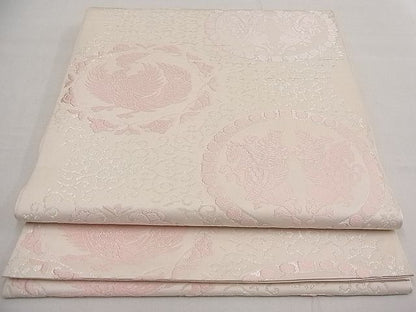 平和屋着物■六通柄 本袋帯 唐織 鳳凰動物花唐草文 銀糸 逸品 n-da0310