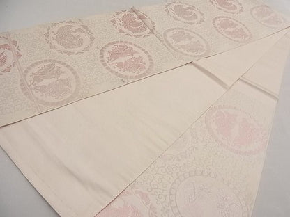 平和屋着物■六通柄 本袋帯 唐織 鳳凰動物花唐草文 銀糸 逸品 n-da0310