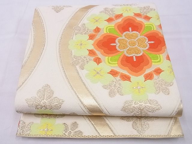 平和屋着物■六通柄袋帯 唐織 立涌花菱文 金糸 逸品 n-xi0373