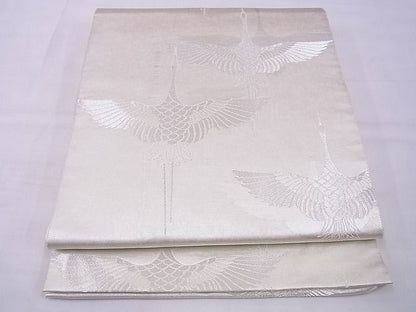 平和屋着物■六通太鼓柄袋帯 祝鶴 金銀糸 逸品 n-xi0377