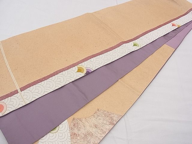 平和屋着物■六通太鼓柄袋帯 綴れ 地紙青海波 金銀糸 逸品 n-ui0451