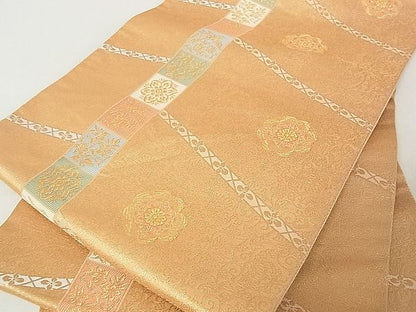 平和屋着物■六通柄袋帯 花鳥文 金糸 逸品 op6482