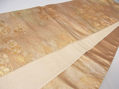平和屋着物■六通柄袋帯 草花文 金糸 逸品 rt2727