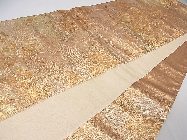 平和屋着物■六通柄袋帯 草花文 金糸 逸品 rt2727