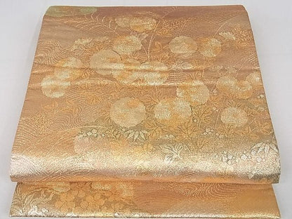 平和屋着物■六通柄袋帯 草花文 金糸 逸品 rt2727
