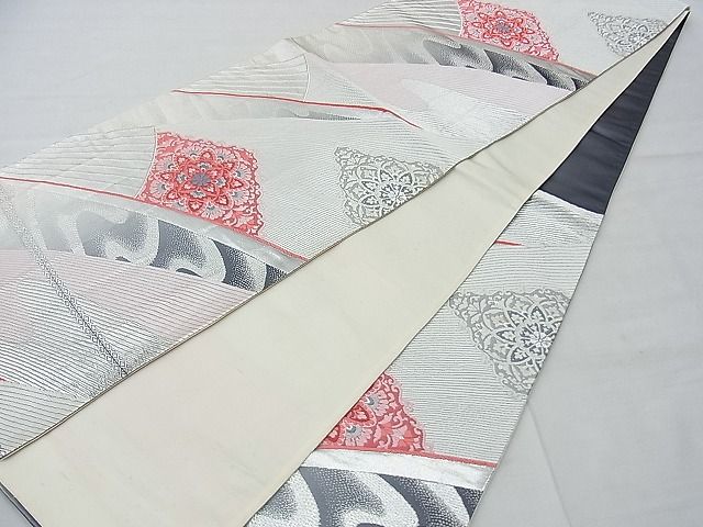 平和屋着物■六通柄袋帯 唐織 宝相華 銀糸 逸品 n-ow0210