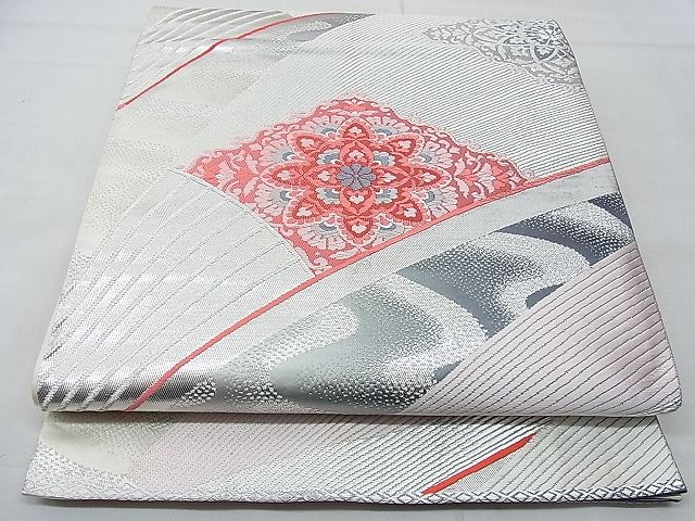 平和屋着物■六通柄袋帯 唐織 宝相華 銀糸 逸品 n-ow0210