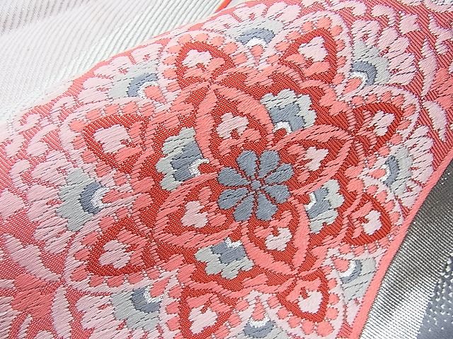 平和屋着物■六通柄袋帯 唐織 宝相華 銀糸 逸品 n-ow0210