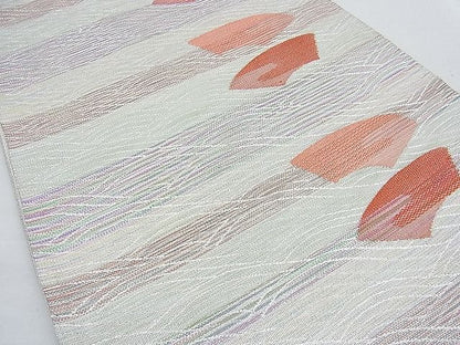 平和屋着物■六通柄袋帯 地紙流し 銀糸 逸品 n-ow0218