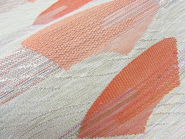 平和屋着物■六通柄袋帯 地紙流し 銀糸 逸品 n-ow0218