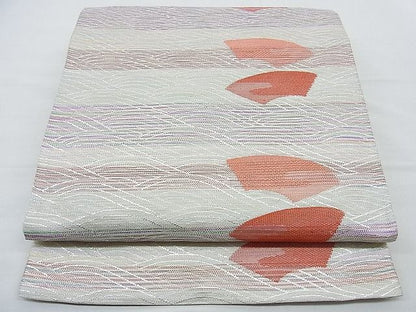 平和屋着物■六通柄袋帯 地紙流し 銀糸 逸品 n-ow0218